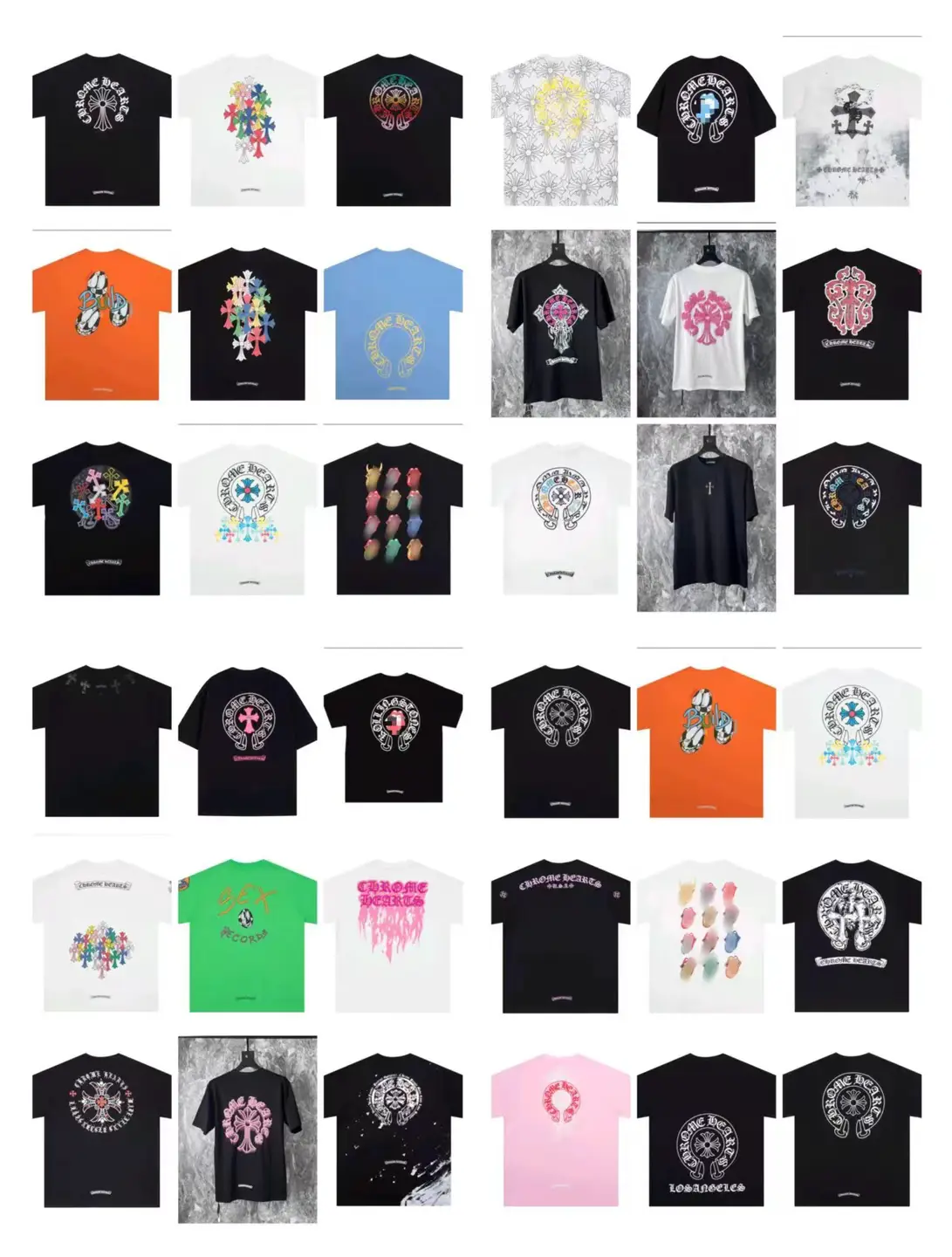 24 New Chrome Heart Correct Version Chrome Summer Short-Sleeved European and American Street Hip-Hop Men's and Women's t Series 1