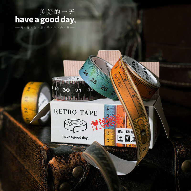 Good Day Tape Set Small Carton Series Retro Texture DIY Handbook Material Decorative Collage 4 Types