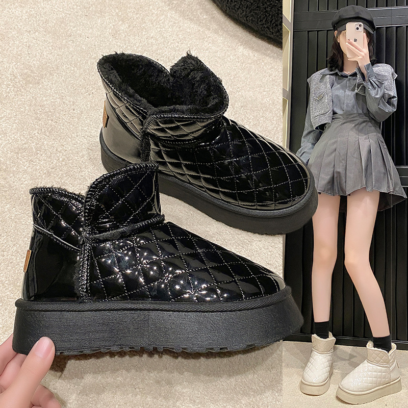 Thick-Soled Height-Increasing Snow Boots for Women, Fleece-Lined and Thickened, 2025 New Winter Waterproof, Non-Slip, Stylish and Warm Northeastern Cotton Shoes