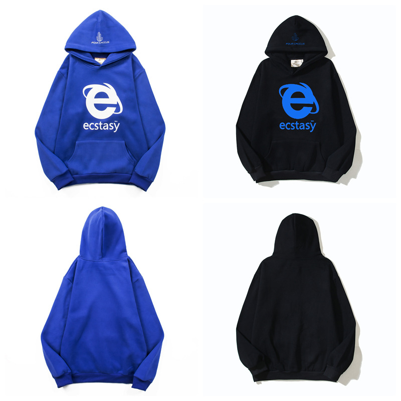 High street retro ins style small big e browser star hoodie hoodie men's and women's European and American fashion brand