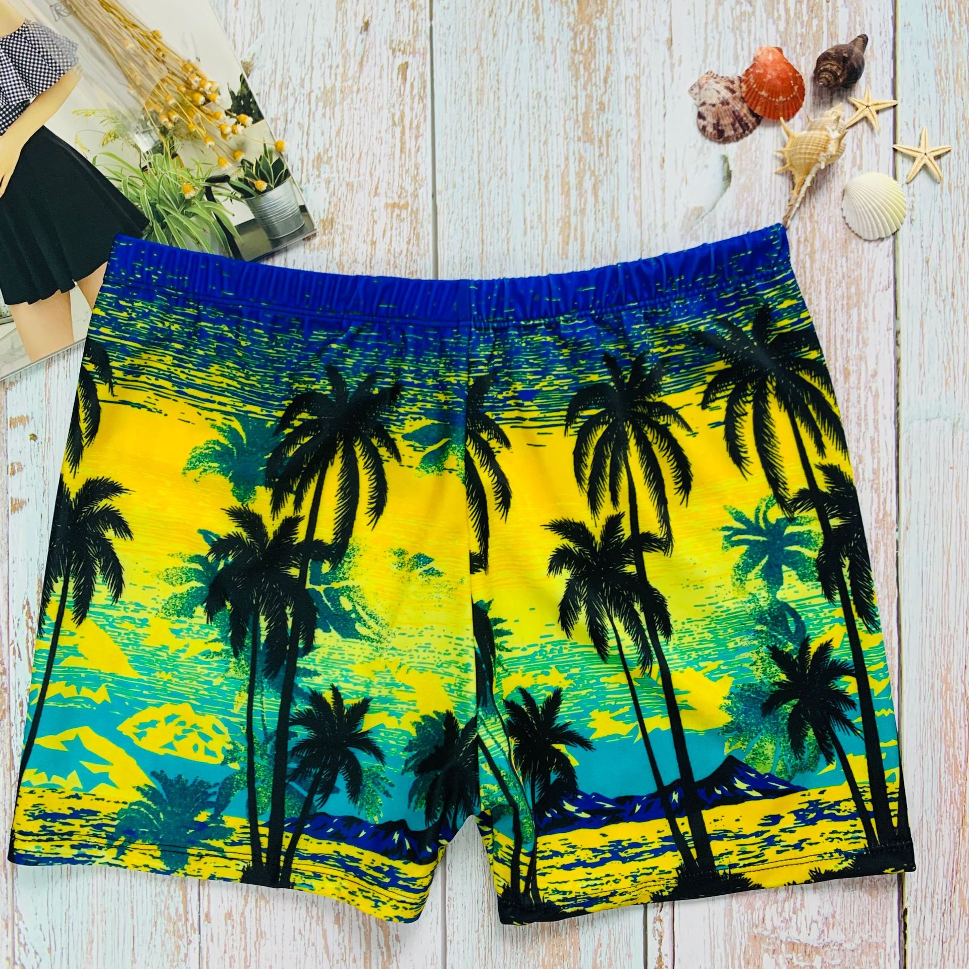 Summer adult swimming trunks men's boxer pattern plus size beach beach hot spring loose men's swimming trunks manufacturers wholesale