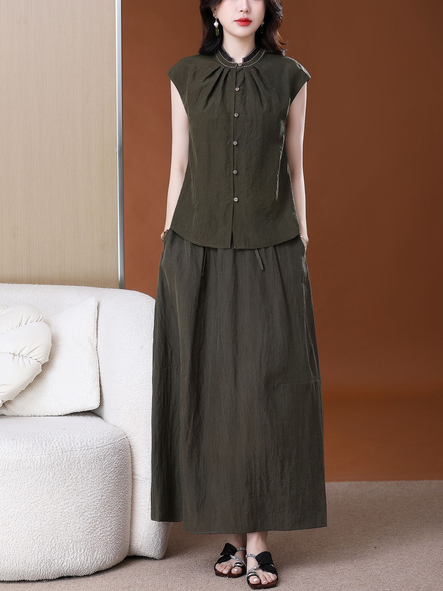 High-End Two-Piece Set of Silk Xiangyunsha Tops for Women, New Summer Style, Heavy Silk Mulberry Silk Skirt and Blouse