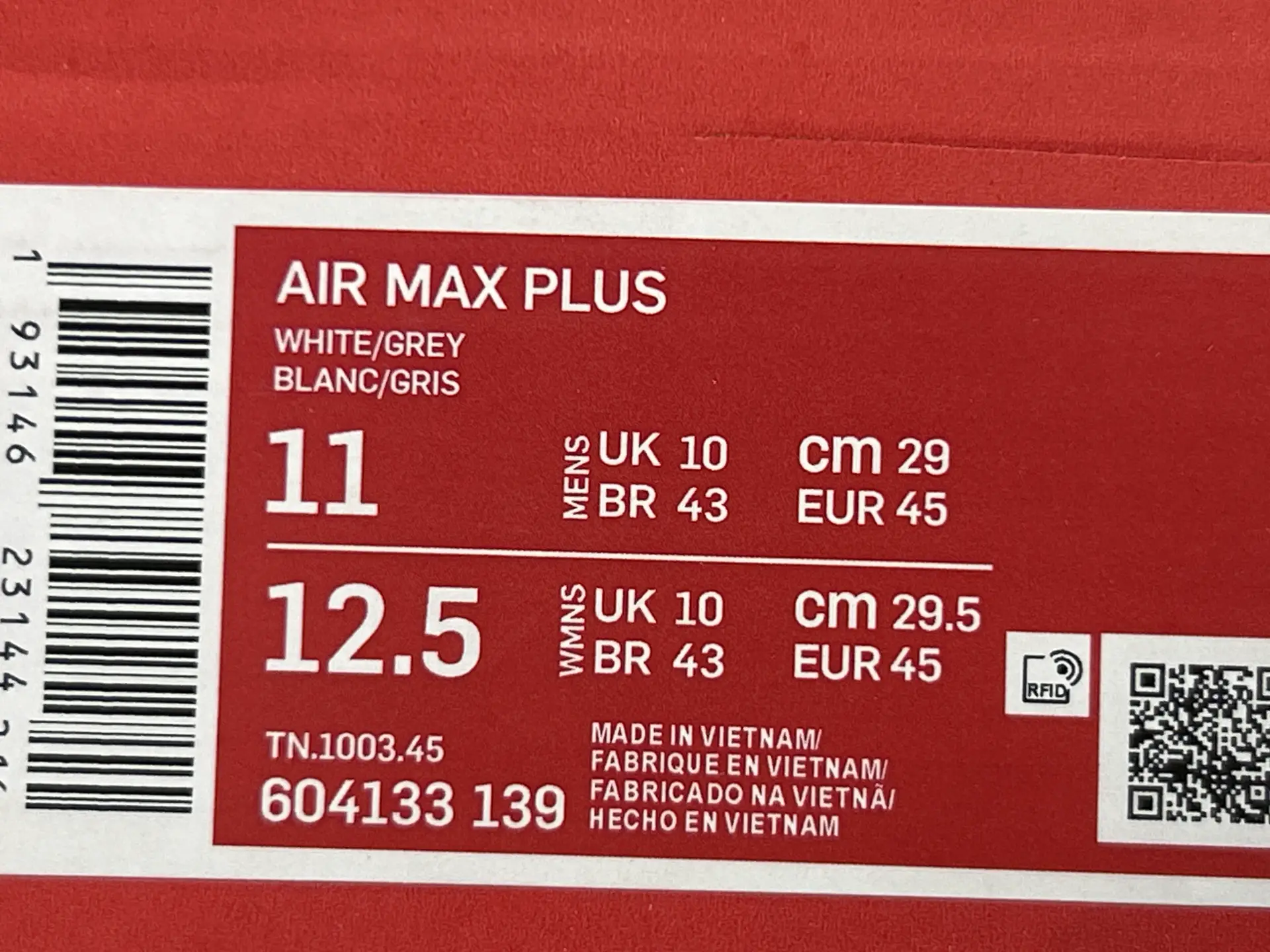 Nike Air Max Plus White/Grey