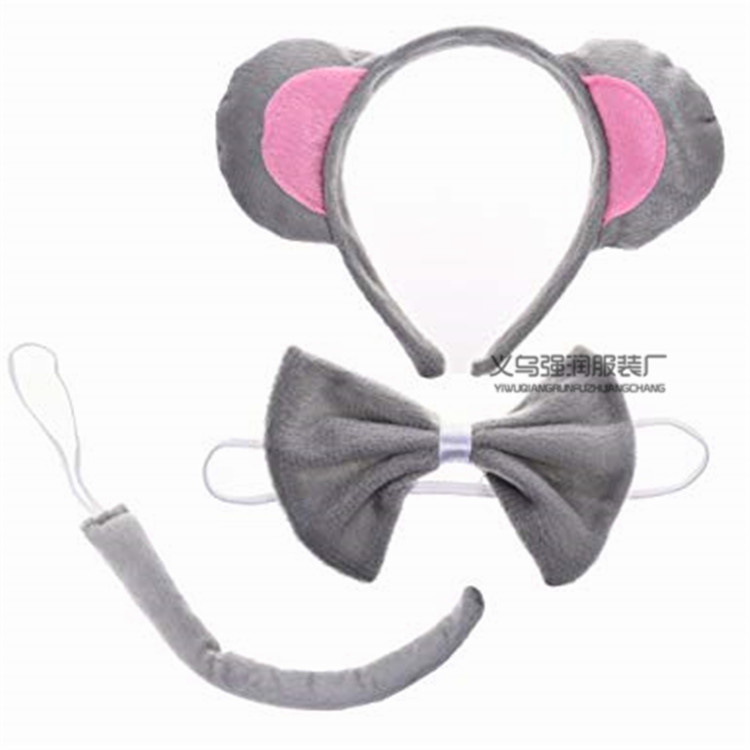 Manufacturer Wholesale Three-Piece Animal Headwear Set Cute Mouse Ears Head Buckle Bow Tie Tail Three-Piece Set