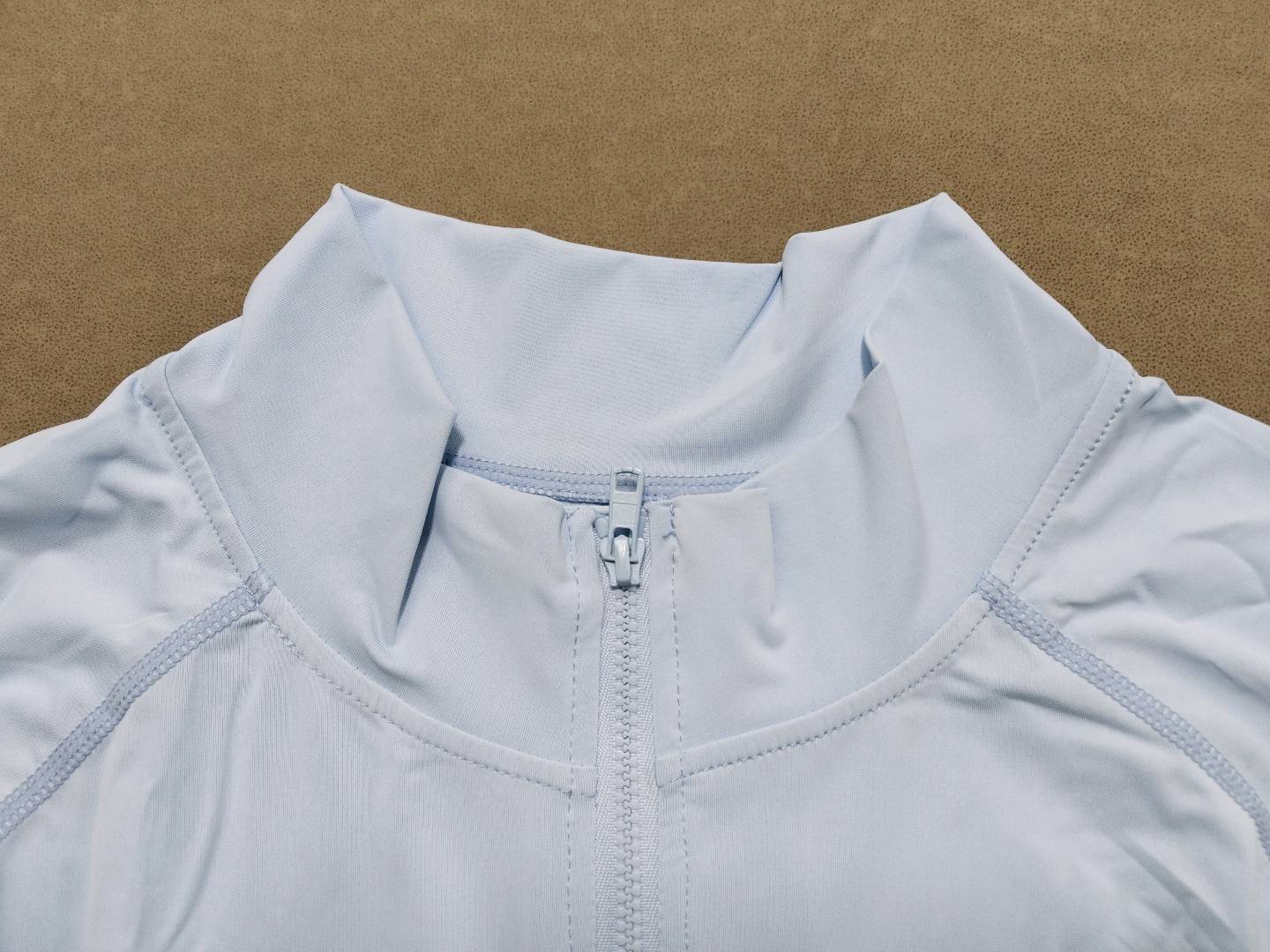 European and American Men's Fitness Wear Half-Zip Sports Long-Sleeved Sun Protection Quick-Drying Slim Outdoor Casual Running Long-Sleeved Tops QC