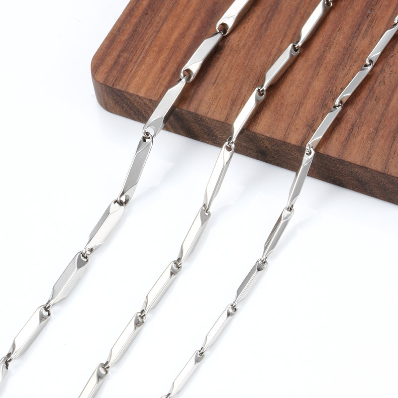 Stainless Steel Shiny Diamond-Shaped Side Chain Jewelry Chain DIY Mobius Necklace Bracelet Simple Chain Accessories
