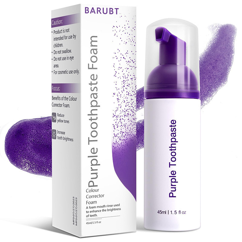 Cross-Border Hit Product Barubt Purple Tooth Correction Foam Brightens Tooth Color, Removes Stains, Freshens, and Provides Multiple Effects in One