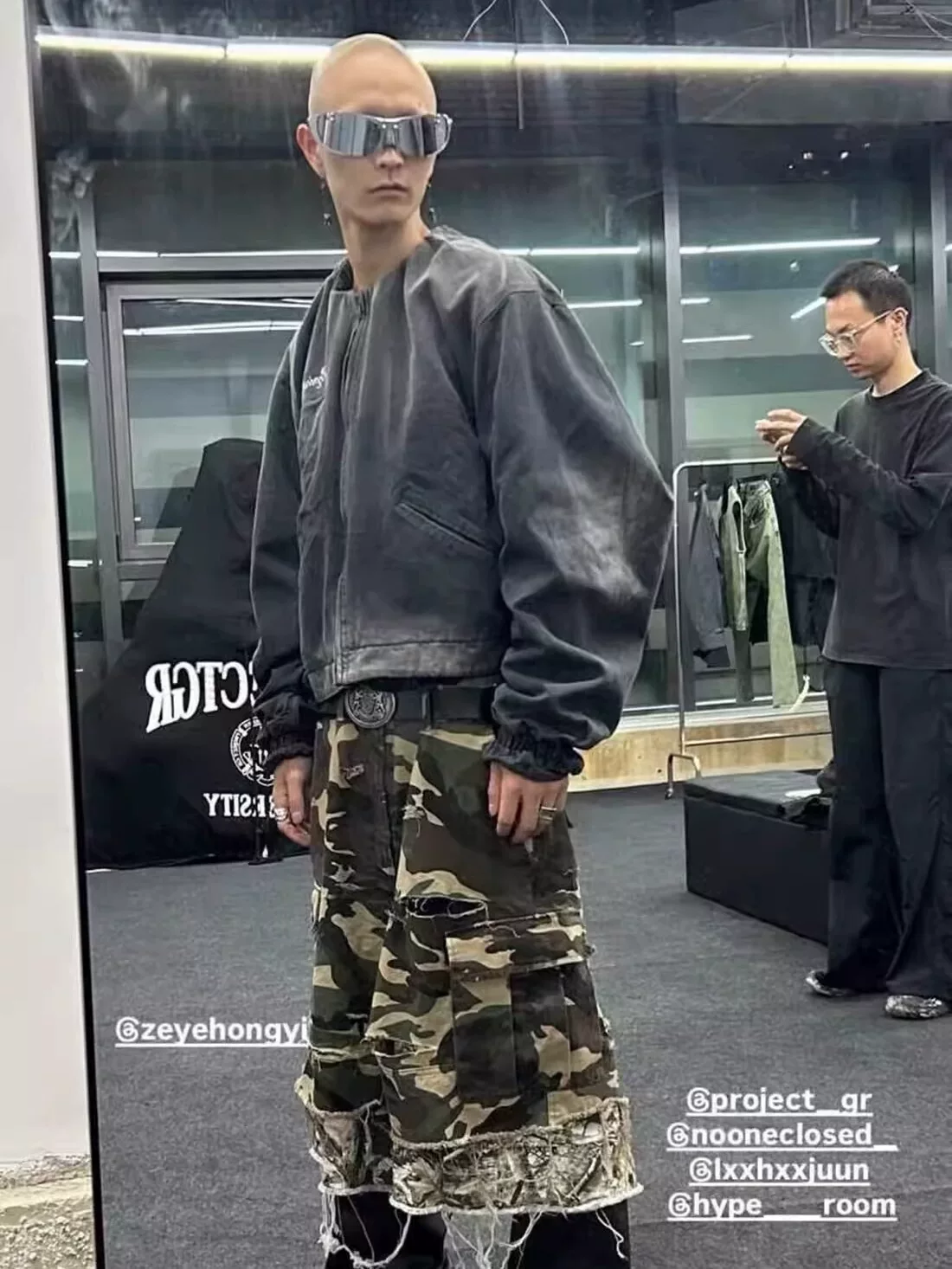Grailz Project G/R American Retro Camouflage Patchwork Cargo Shorts for Men, Summer Washed Cropped Pants, Trendy