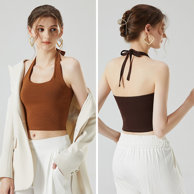 25 New Style Half-Training Vest with Breast Pads and Slings for Women with Halter and Outer Bra, Bottoming Tube Top Intimates to Wrap the Chest