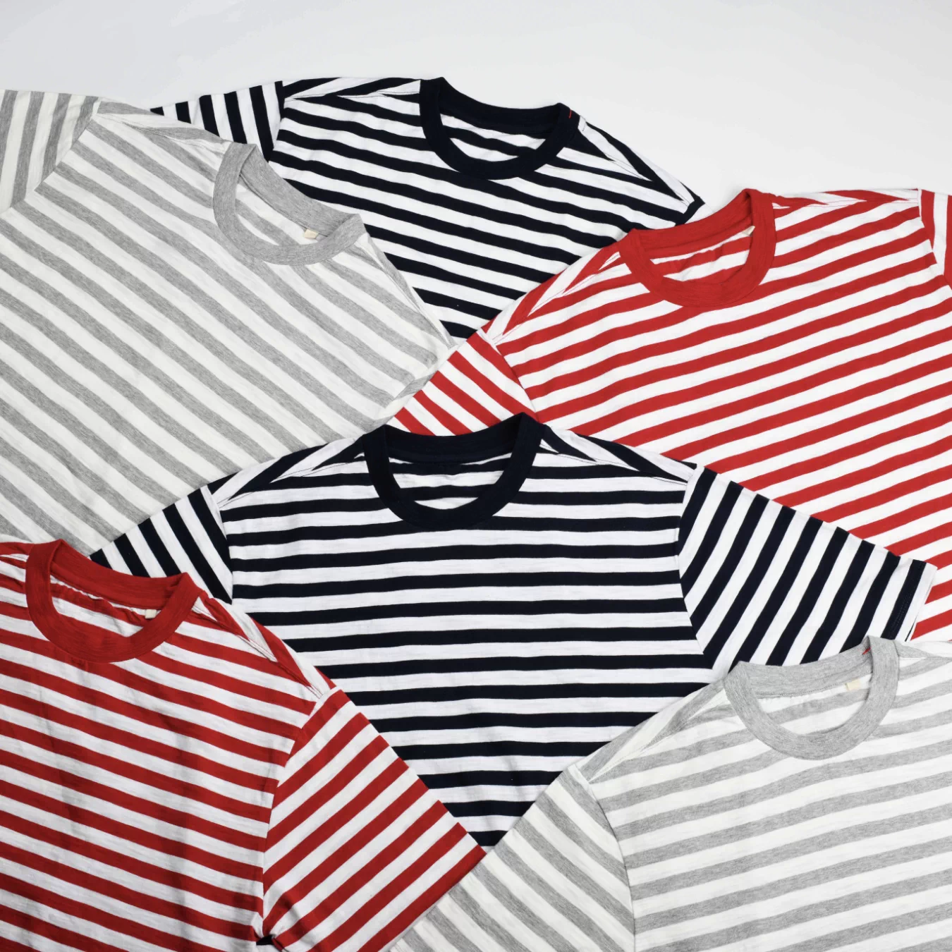 90S Retro Style, Unisex, Couple Style, Slub Cotton, No Embroidery, Striped Short-Sleeve T-Shirt Foto QC de TAOBAO na Qualit.ly