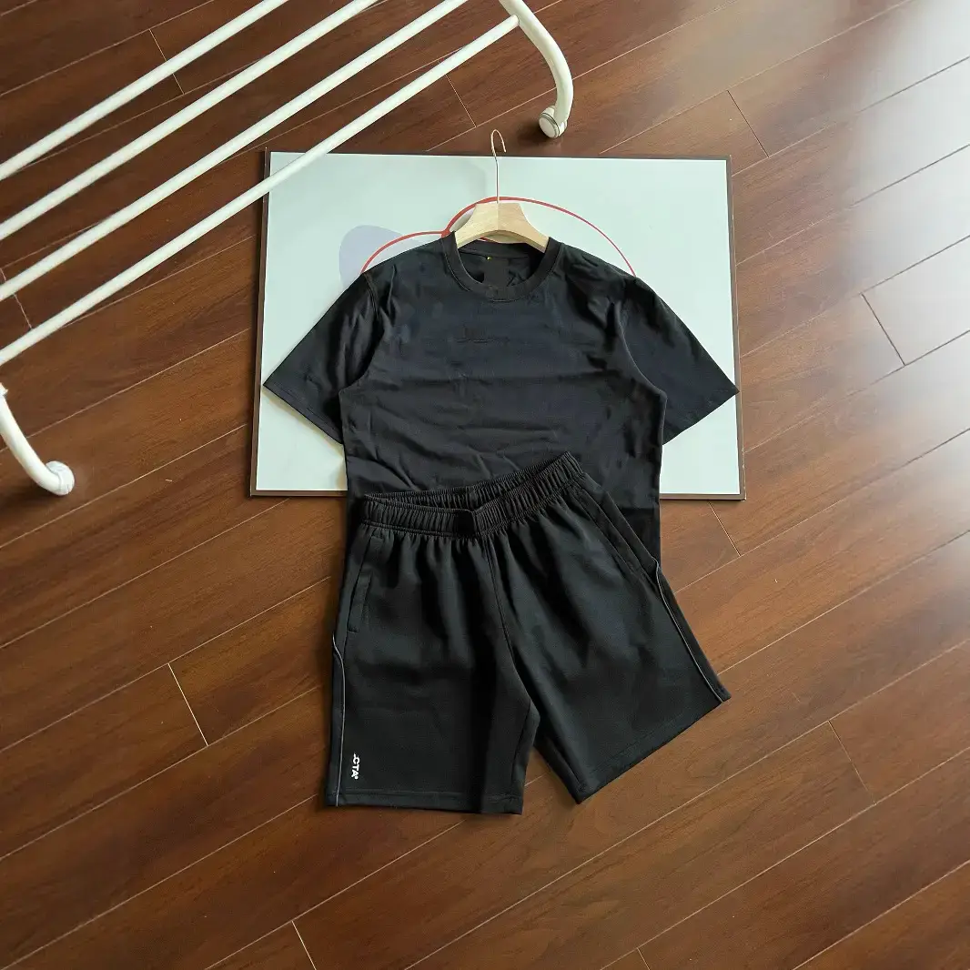 25Ss Summer Double-Sided Knitted Sports and Leisure Suit Short-Sleeved Shorts Reflective Comfortable Suit 763+761