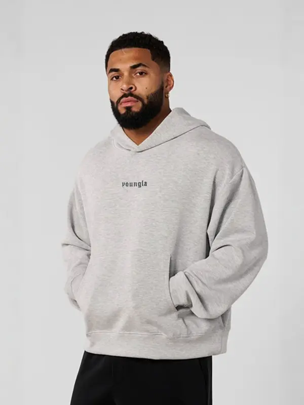 YOUNG LA American style unisex fashion letter long sleeved hooded sweatshirt, fitness jacket, couple's style