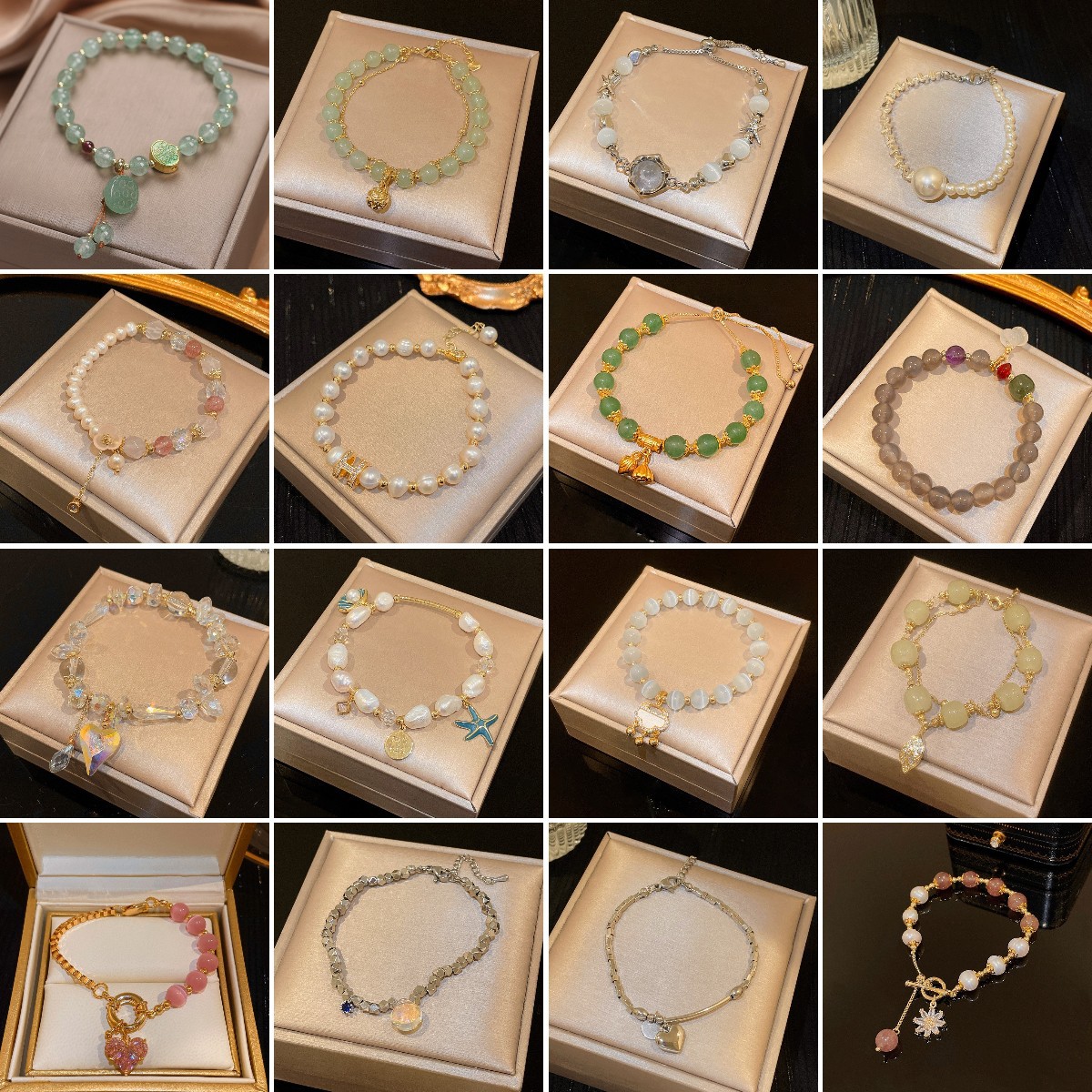 Artificial Strawberry Crystal Love Pearl Bracelet Light Luxury High-end Sense Elastic Bracelet Fashion Joker Bracelet Factory