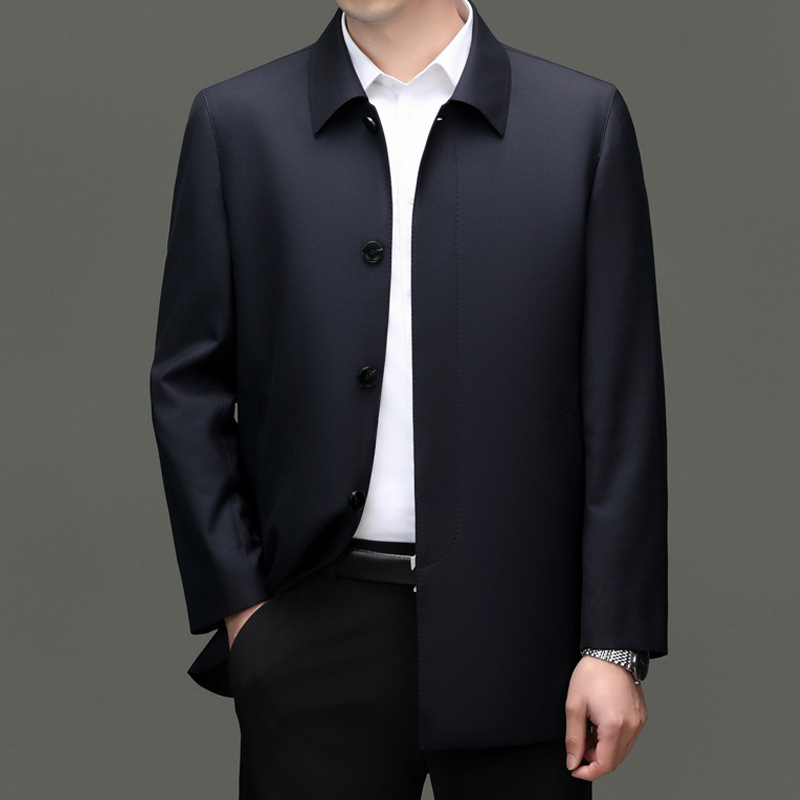 Counter Quality High-end Worsted Mulberry Silk Wool Business Executive Jacket Men's Jacket Leading Cadre Jacket Men's Wear