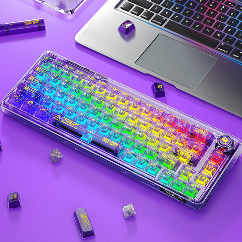 Tarantula F68 mechanical keyboard transparent Bluetooth wireless three-mode RGB customized hot plug cross-border Yama cross-border eBay