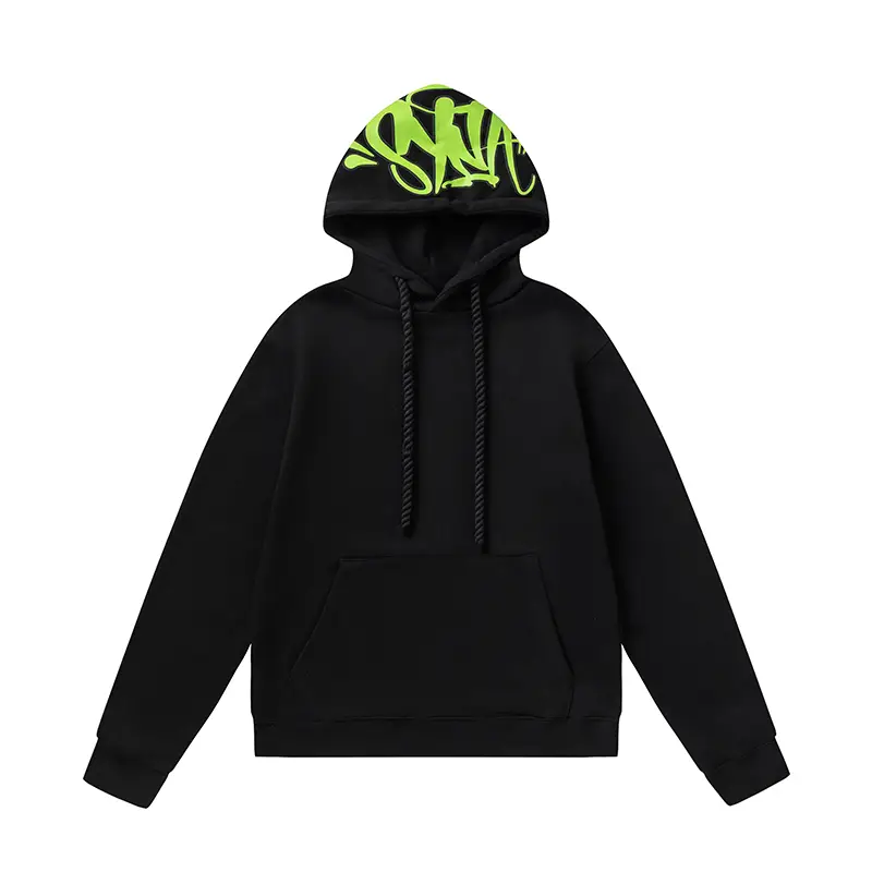 Black hoodie with neon green graphic