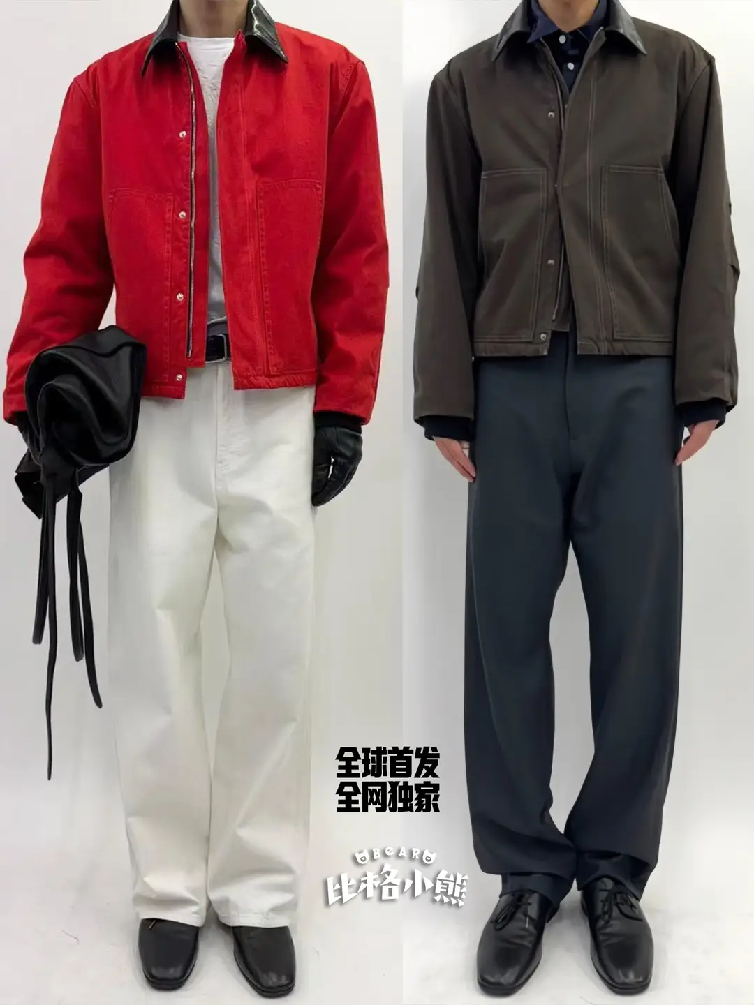 [in Stock/Deposit] Kenijima Same Style Vujade012 Genuine Leather Collar Short Workwear Cotton Jacket