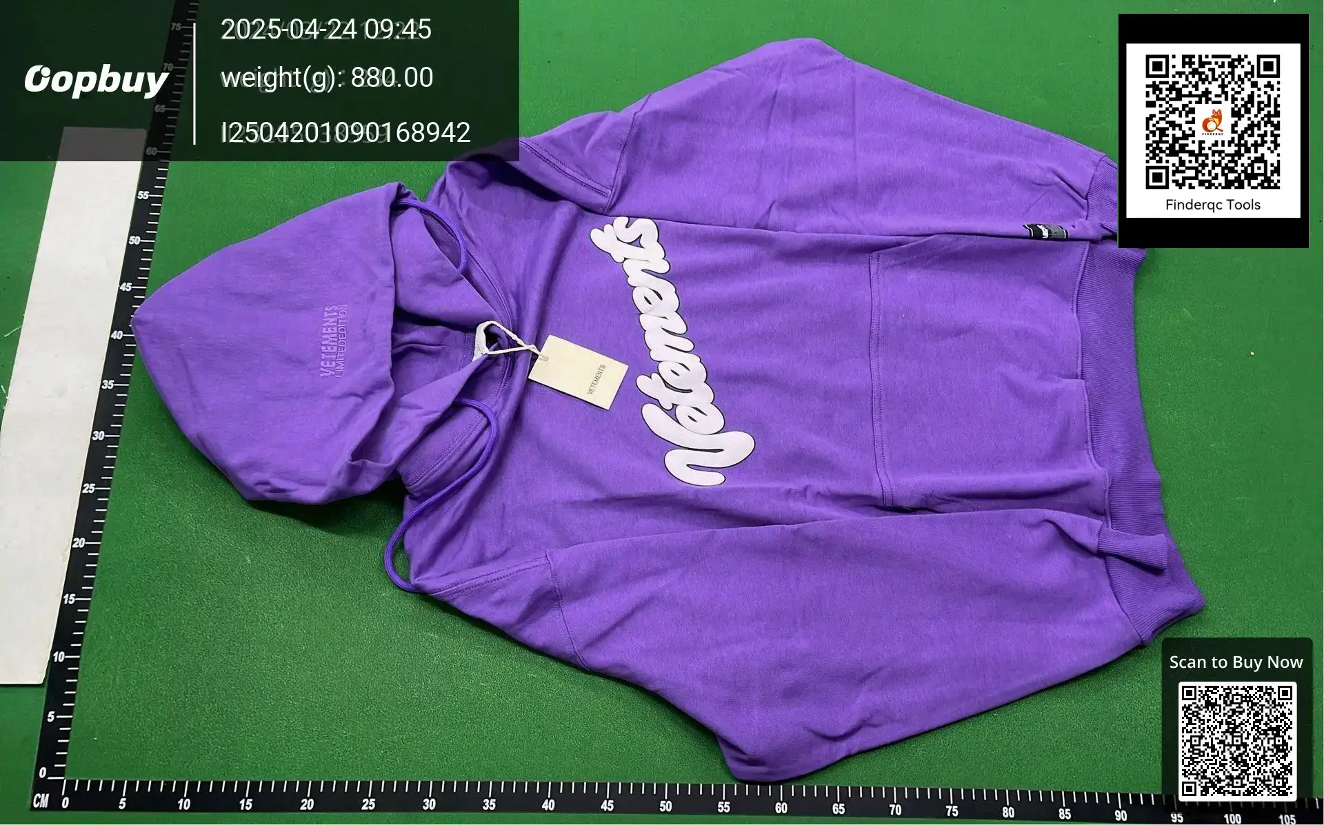 Vetements Purple Letter Logo Zipper Hoodie