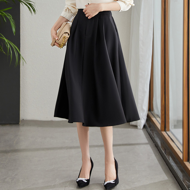 Factory Direct Sale Women's Skirts 2026 Spring and Autumn New Style Pear-Shaped Body Shape Umbrella Skirt Black Half Skirt Elegant A-Line Long Skirt