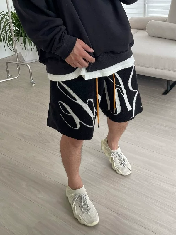 Llit Rhude American Style Trendy Brand Summer Casual Pure Cotton Black Loose Men's Sports Versatile Five-Point Shorts