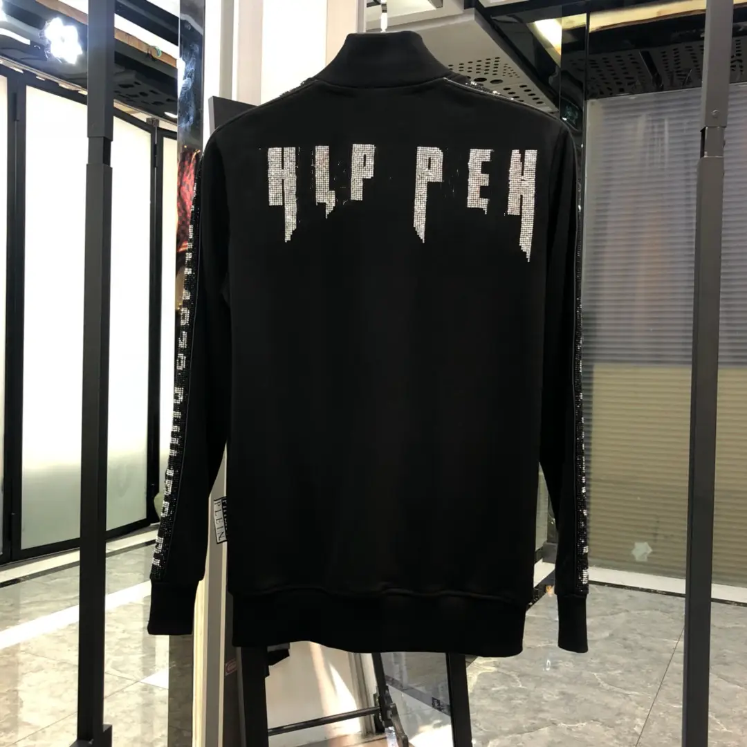 Autumn and Winter Philippe Pullen Men's Stand Collar Sports Casual Suit Zipper Rhinestone Skull Trendy Brand PP Suit for Men