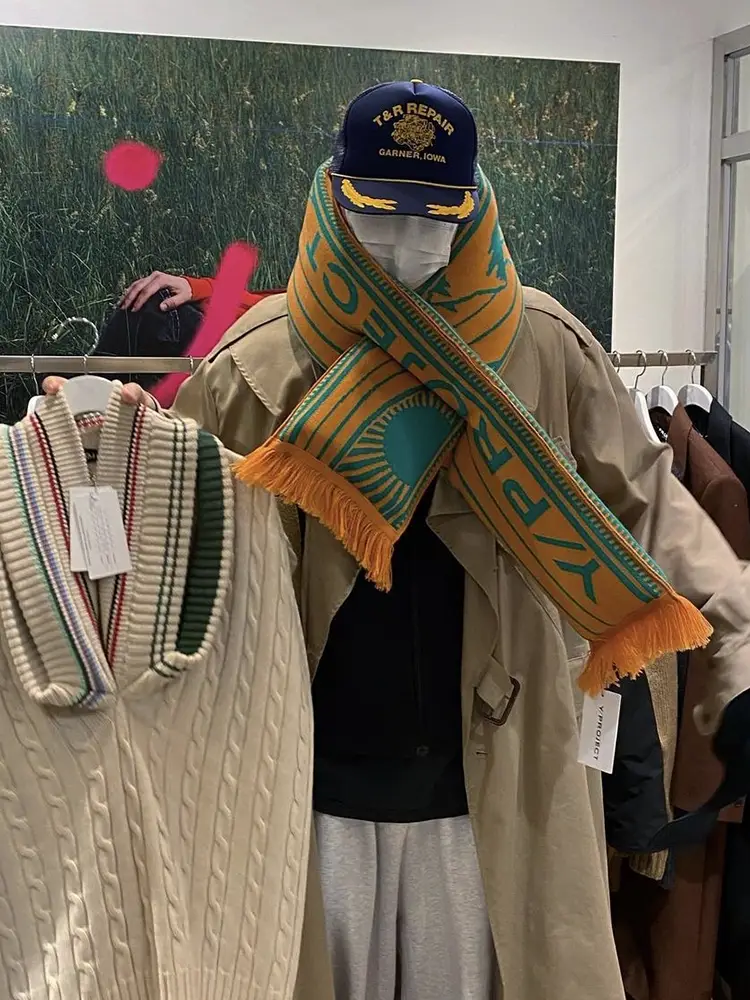 Yproject Show-Stopping Niche Design Pillow Wool Knit Three-Dimensional Warm Cotton-Filled Trendy Brand Scarf Neck Warmer for Men and Women