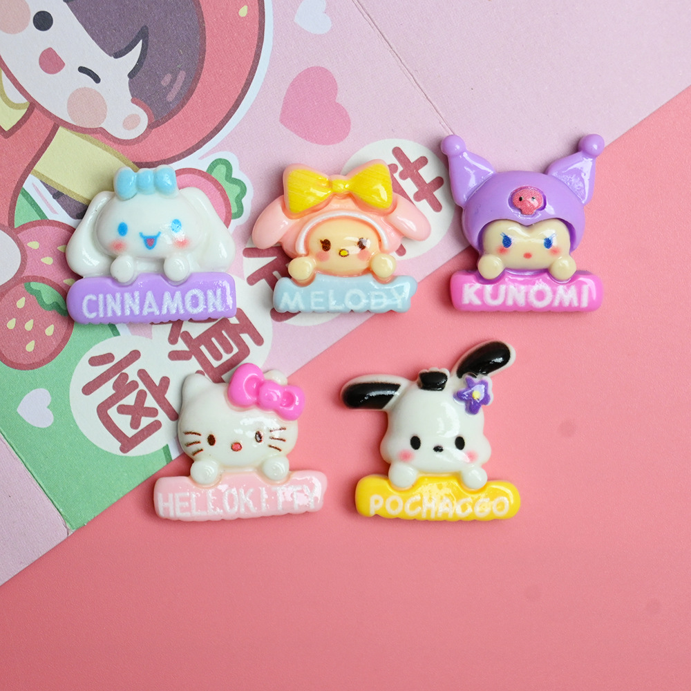 Bowknot Plate Sanrio Cute Cartoon Resin Accessories DIY Cream Glue Accessories Hairpin Rope Phone Case