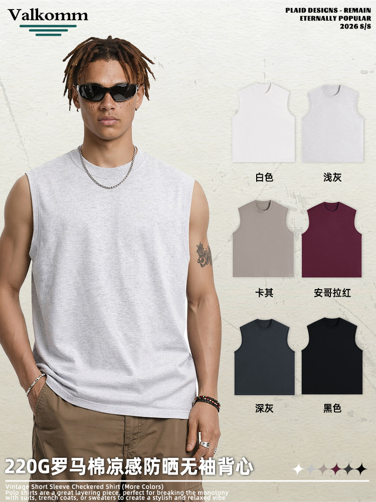 Laikemei American-Style Trendy Heavyweight Sleeveless Vest for Men, New Summer Loose-Fit Sports Casual Basketball Tank Top T-Shirt