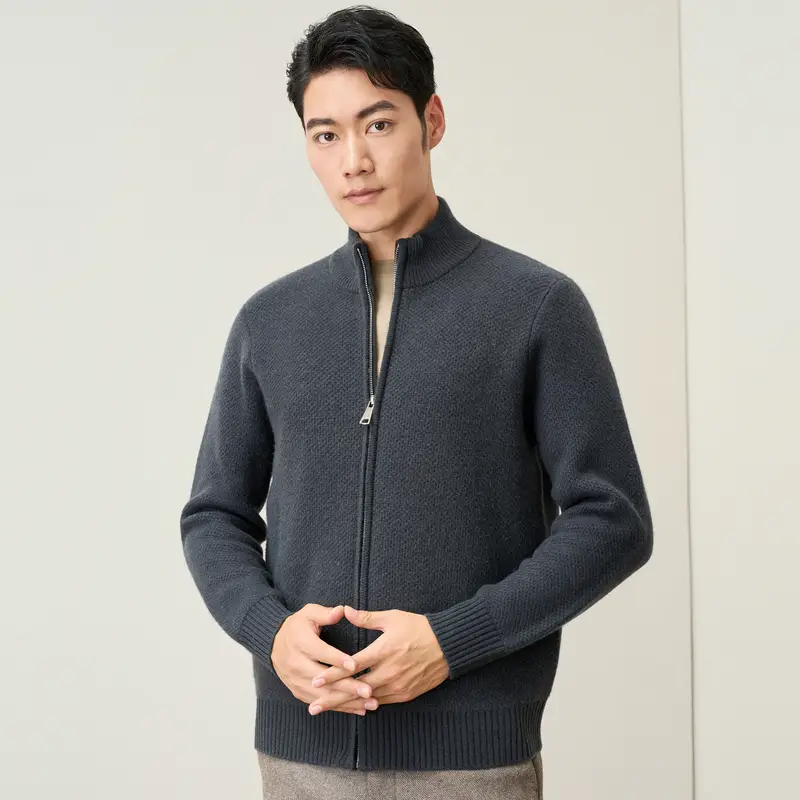 Hengyuanxiang Wool Sweater Men's 2024 Fall and winter Heattech Pure Wool Zipper Knitting Cardigan Men Casual thickened Outwear