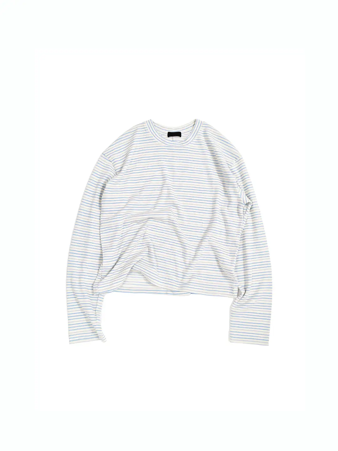〔 Plus No Logo 〕25Aw Striped Crew Neck Long Sleeve Lazy Casual Short Loose Base T-Shirt