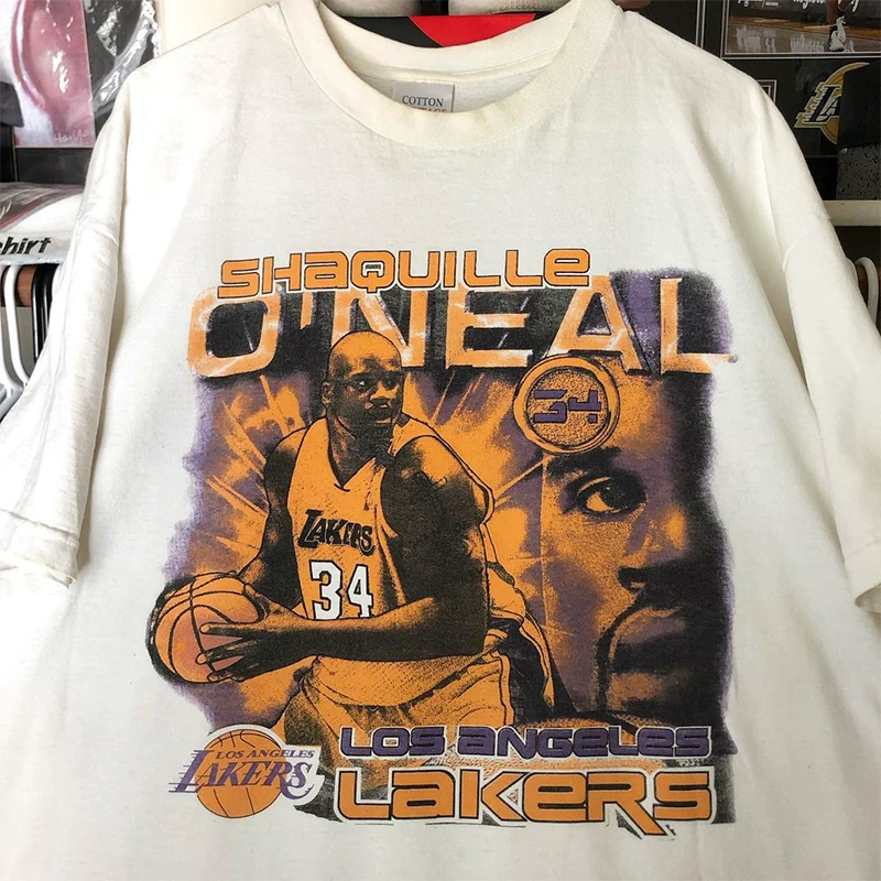Lakers Shaquille O'Neal basketball jersey sports style short sleeved oversized American casual trendy T-shirt for men