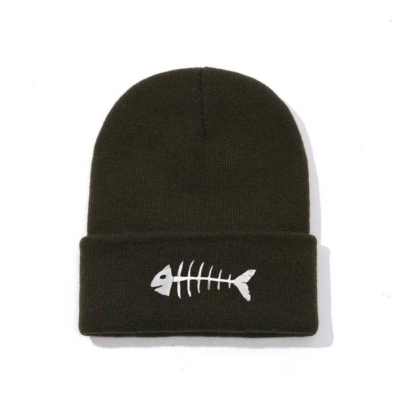 Cross-border Amazon Autumn and Winter Warm Beanie Hat Adult Embroidery Halloween Skull Cat Spider Horror Knitted Hat