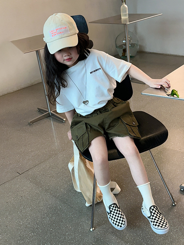 Girls' Korean-Style T-Shirt 2026 Summer New Model Children's Stylish Embroidered Polo Shirt for Older Kids Summer Short-Sleeve Wear