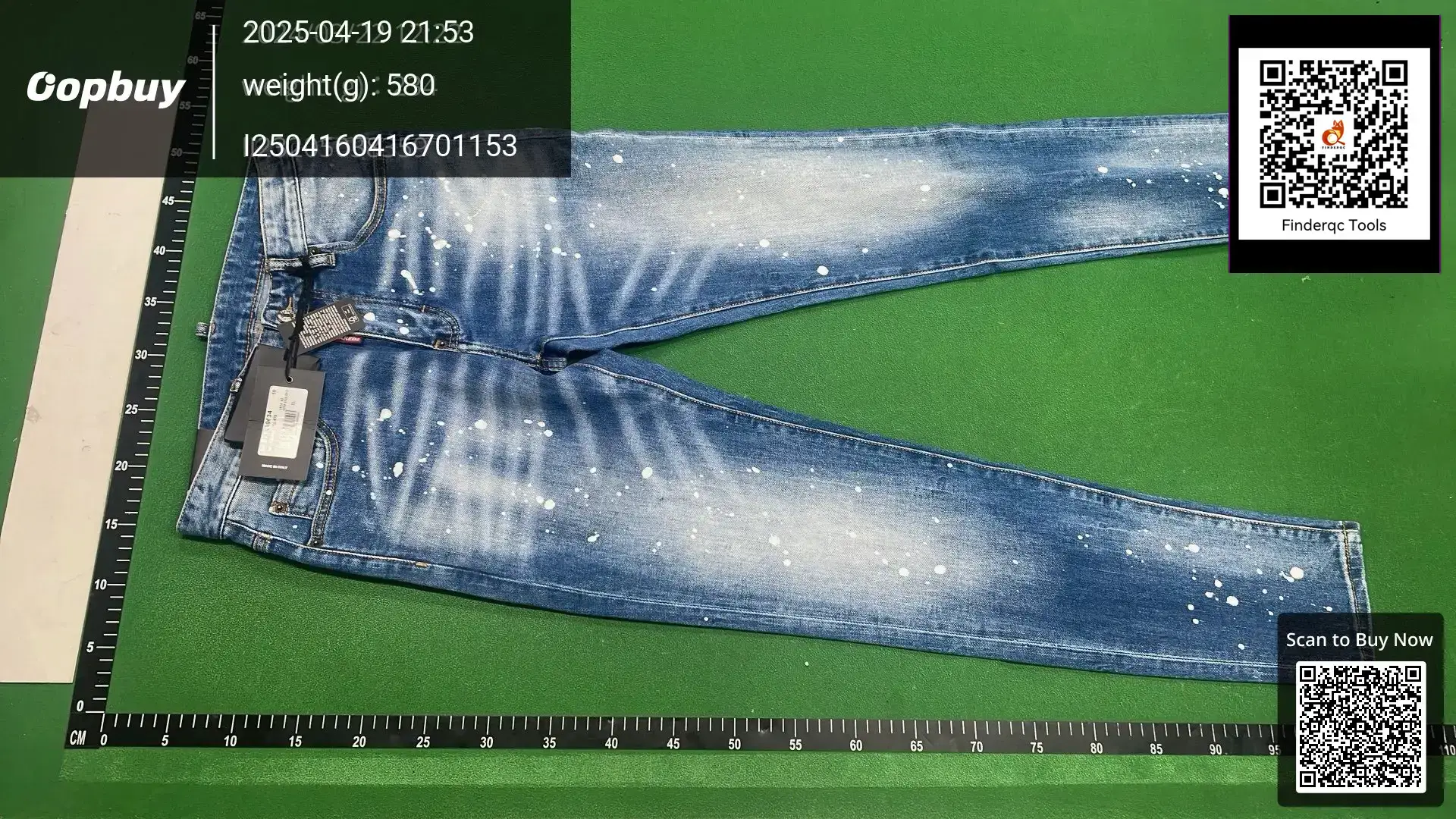 High street fashion retro men's jeans washed white paint printing and dyeing micro elastic slim fit skinny jeans men's fashion