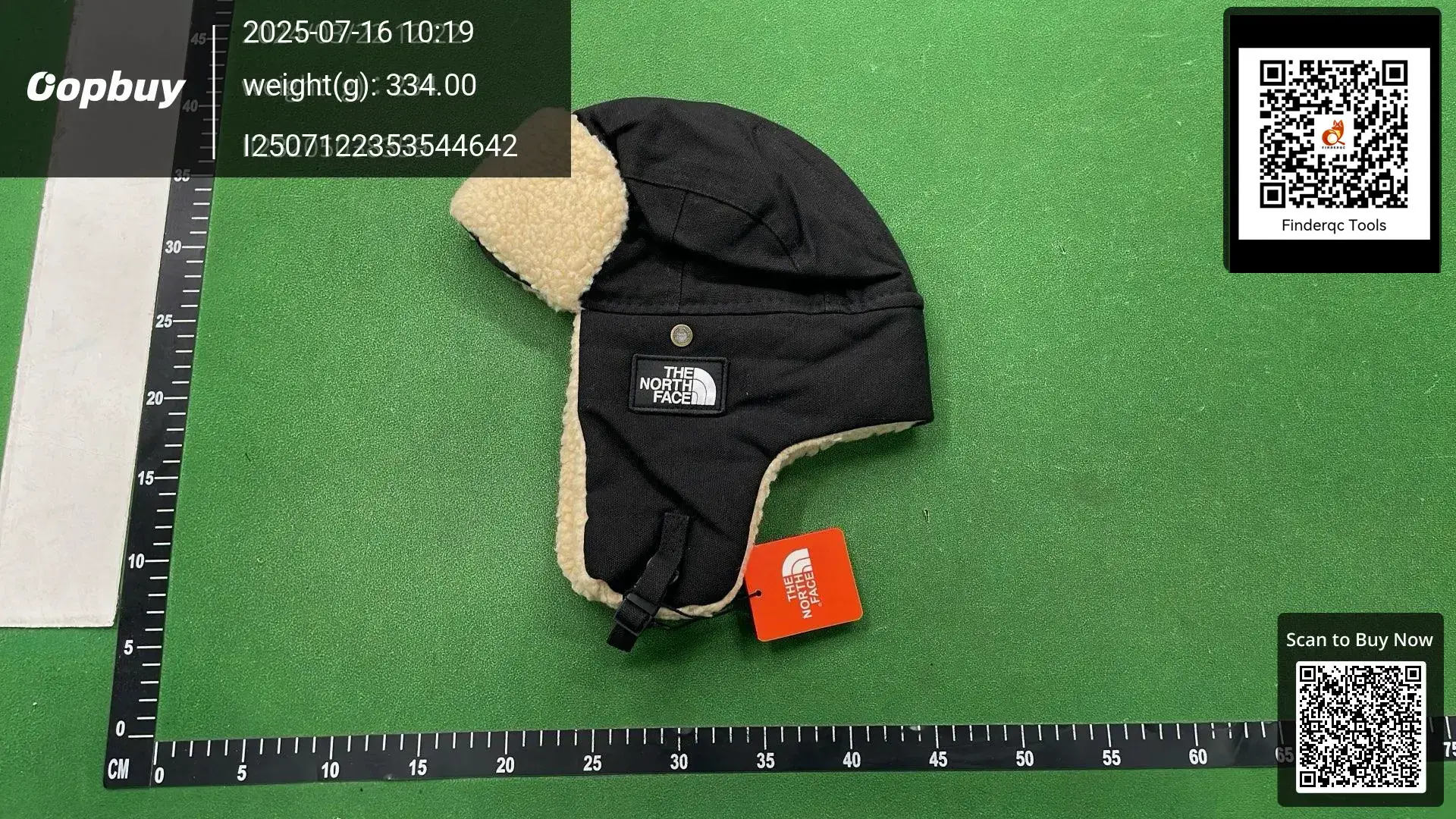 The North Face black pilot cap with sherpa trim