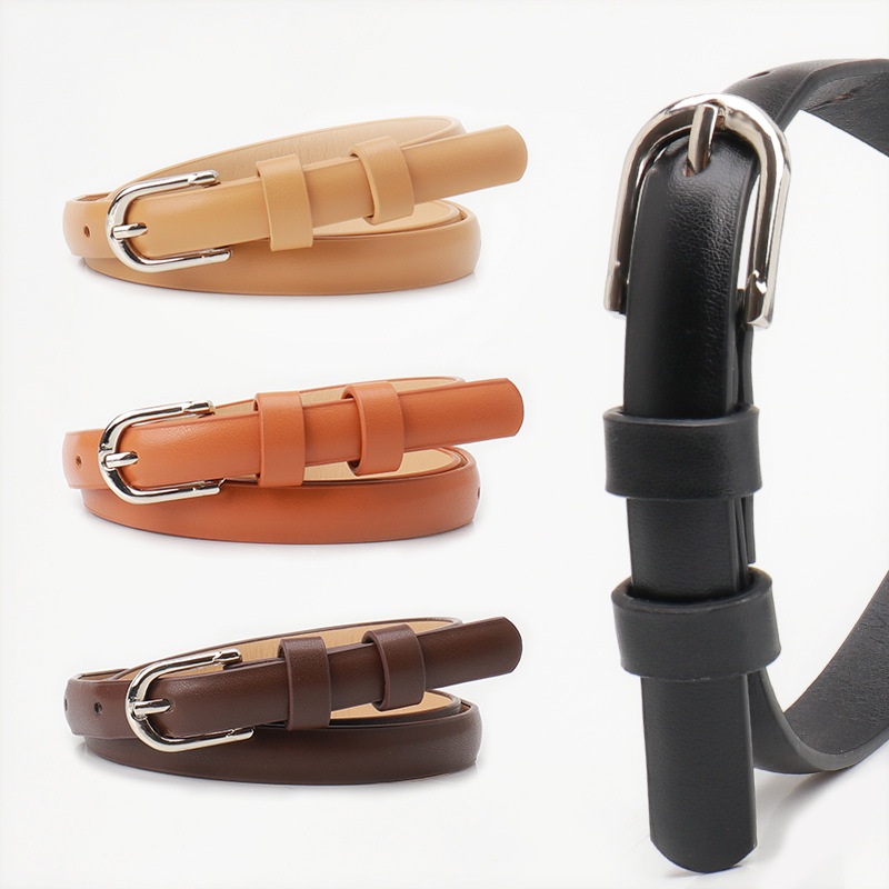 Korean-style Belt Women's All-match Decorative Thin Jeans with Fashion High-end Sense Simple Style Alloy Pin Buckle Student Belt