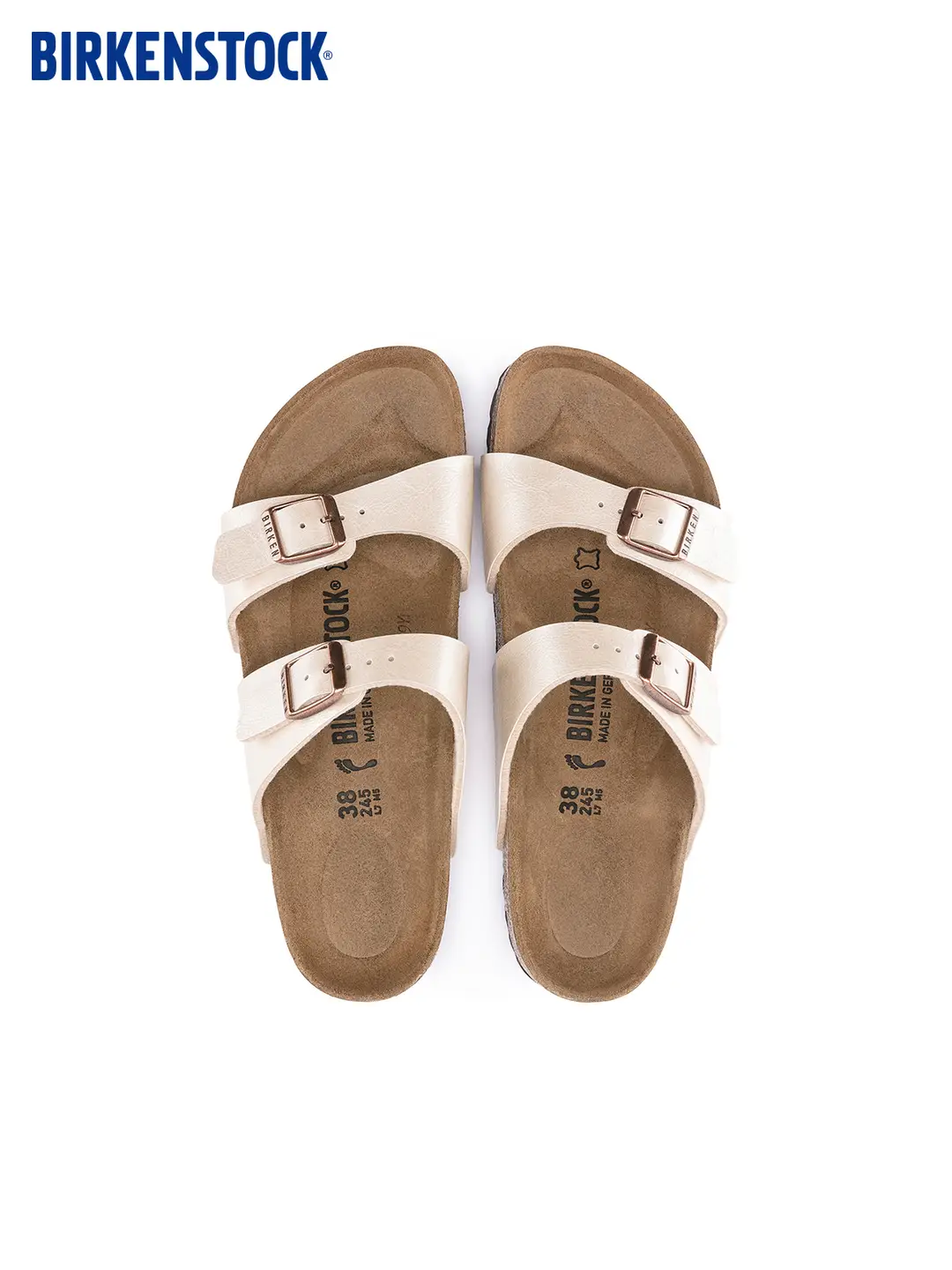 Birkenstock Boken German Import Women's Fashion Casual Pearlescent Cork Sydney Double Buckle Sandals
