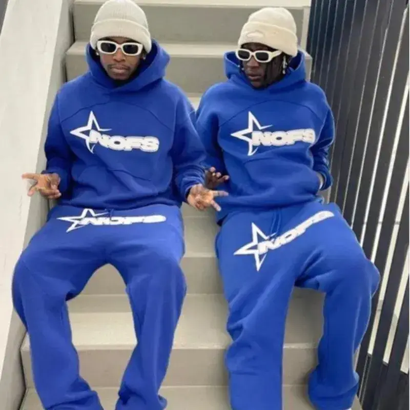 NOFS Blue Hoodie and Sweatpants Set