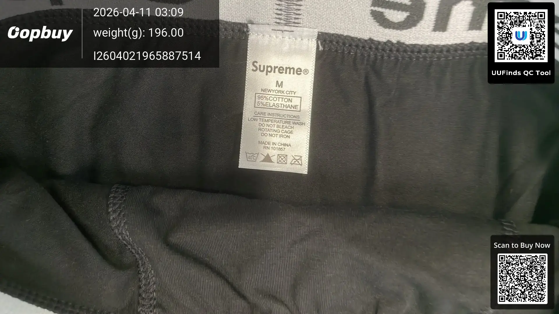 Supreme New York City Underwear Black