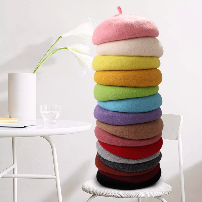 Children's Korean-Style Autumn and Winter Beret Hat, Baby Parent-Child Hat, Woolen Solid Color Hat, Unisex Trendy Wholesale