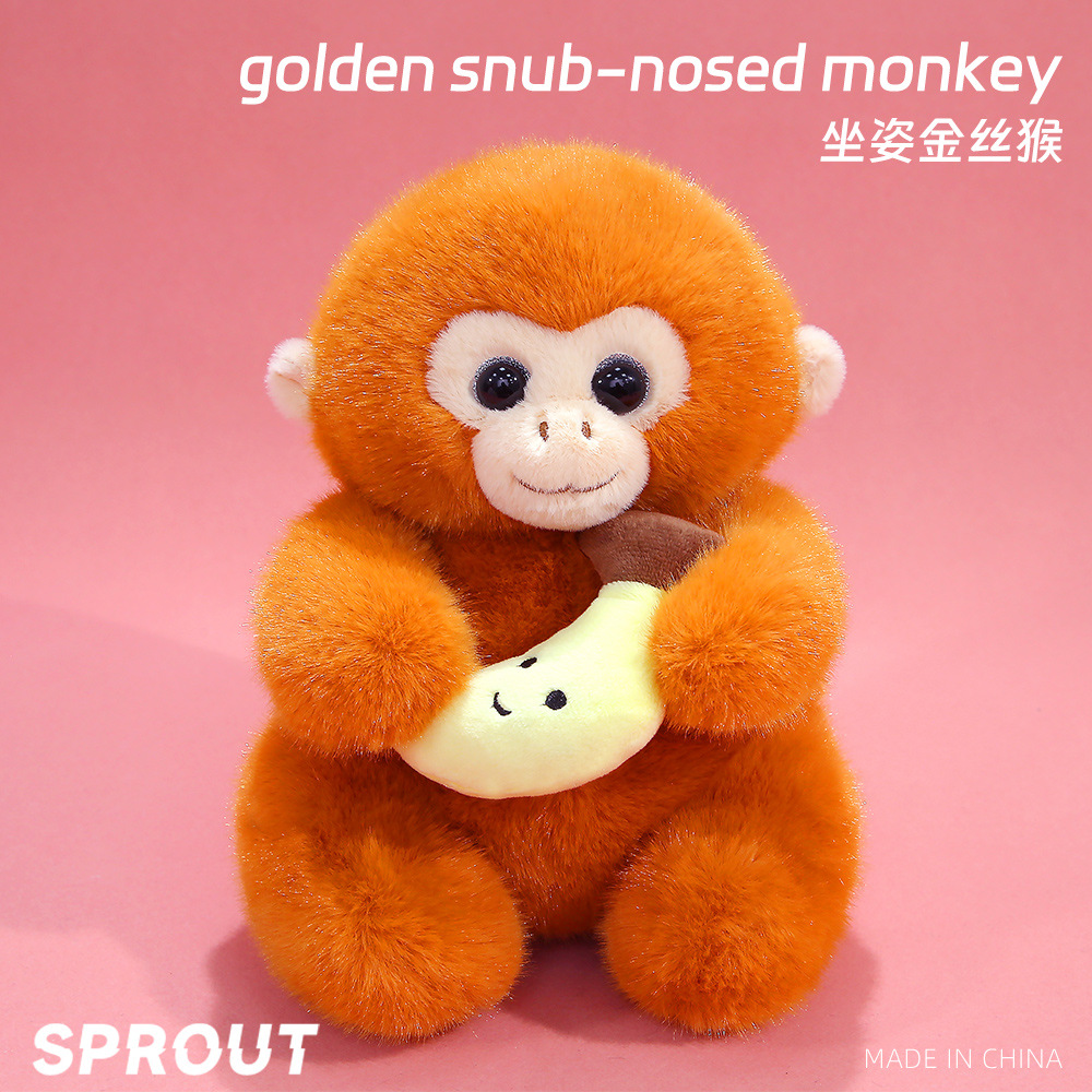 New Cute and Adorable Zoo Souvenir Golden Monkey Plush Toy Children's Birthday Gift Doll Wholesale
