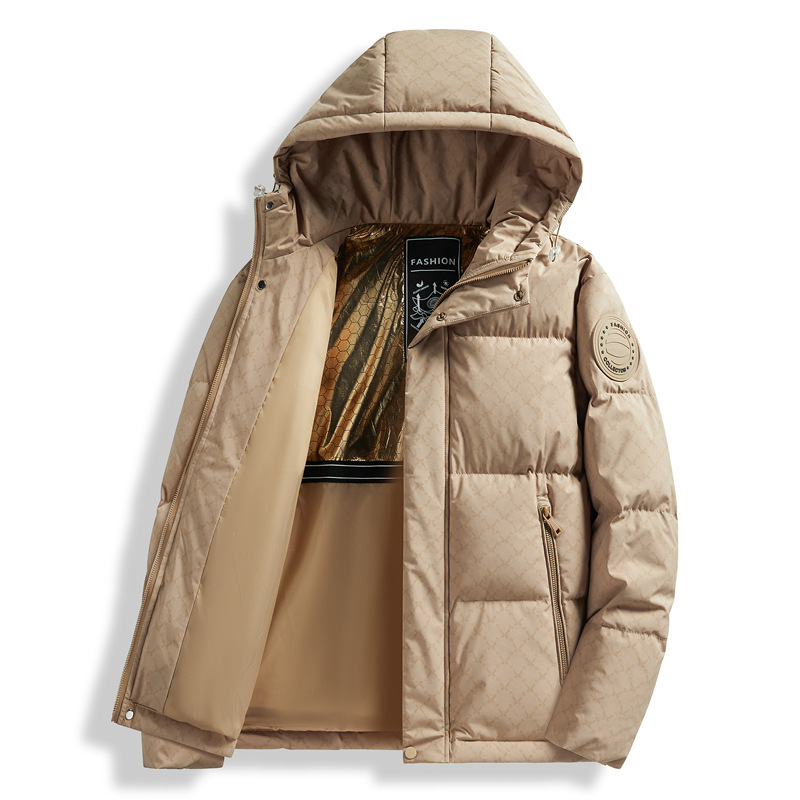 Couple's New Thickened Warm Down Jacket Men's Teenager Short Winter Hooded Printed Men's Duck Down Jacket Trendy