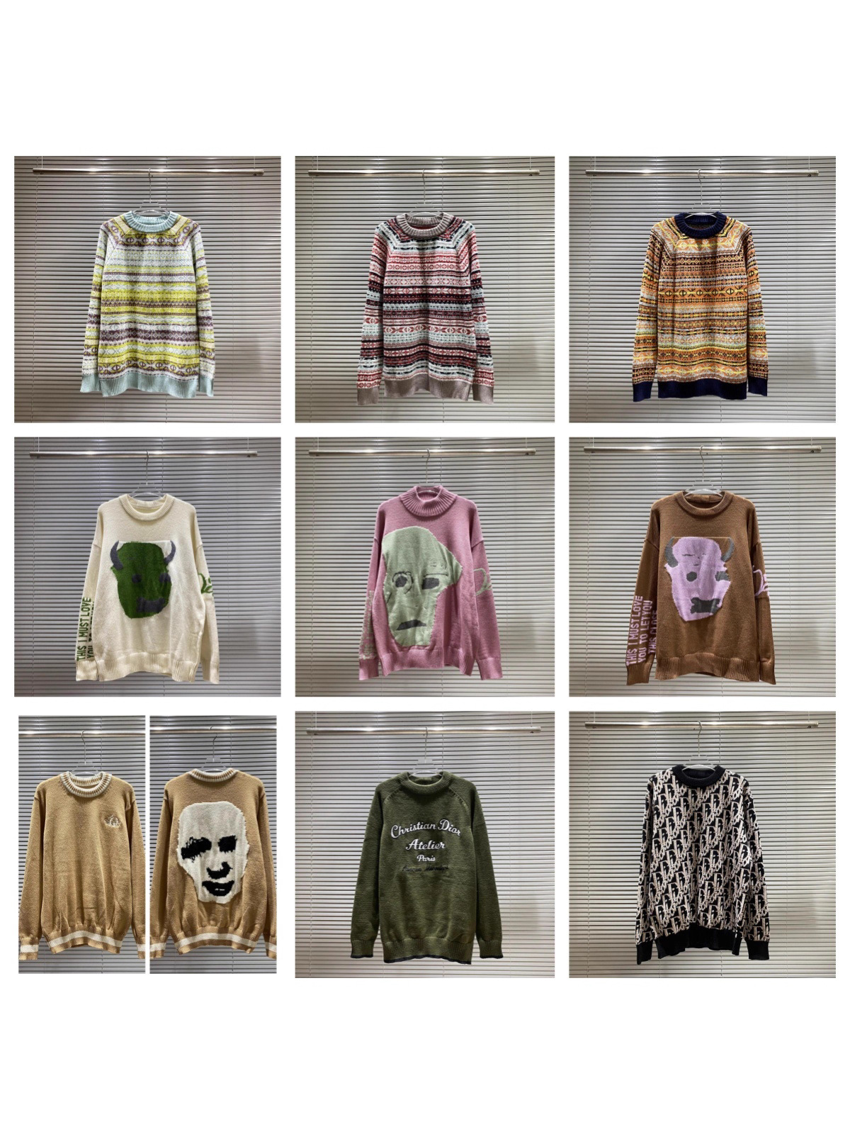 Source Manufacturer Trendy Brand Cd Full-Body Logo Long-Sleeve Crew Neck Unisex Loose Knit Sweater Wool Cross-Border Customization Foto QC de 1688 na Qualit.ly