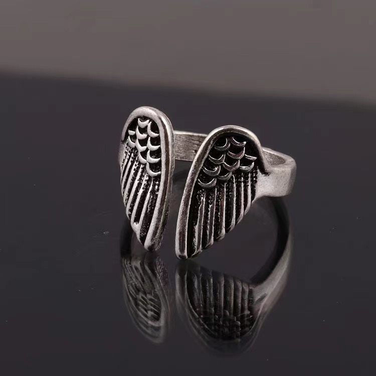 Vintage Distinctive Creative Angel Wings Ring ins Simple Cold Style Opening Adjustable Ring Cross-border Jewelry