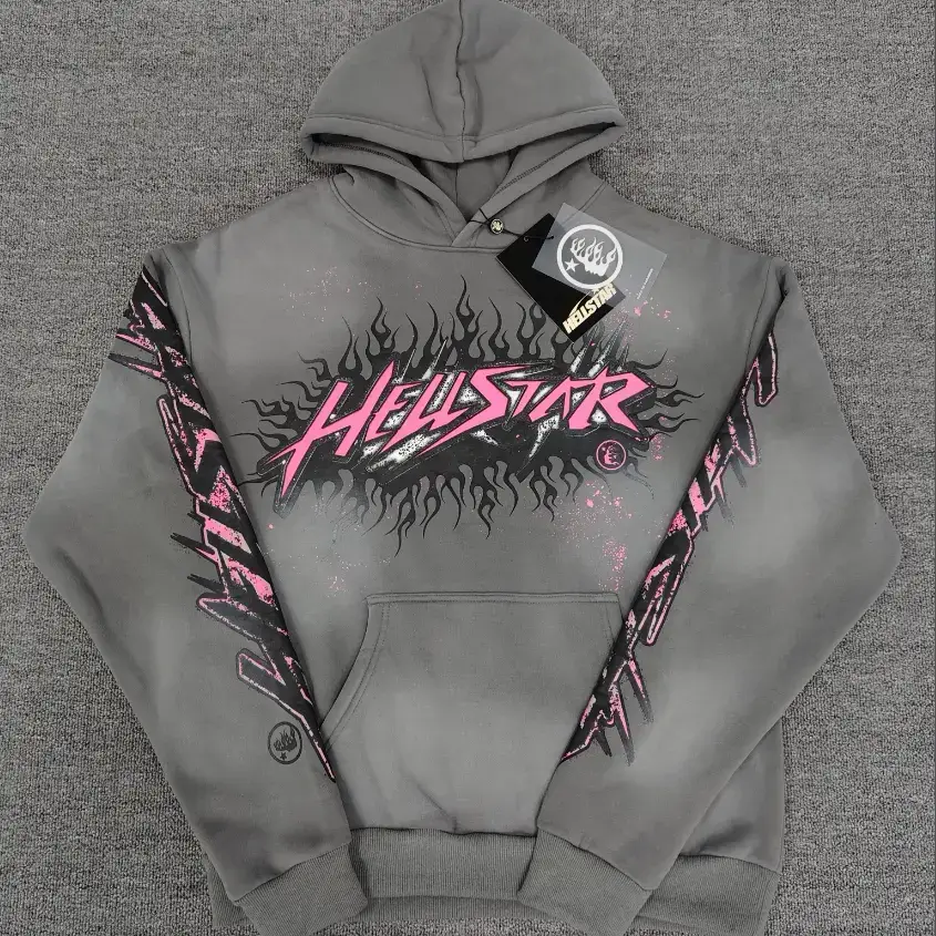 Hellstar Hooded Sweatshirt High Street Washed Vintage Hip-Hop European and American Style Popular Hoodie for Men and Women