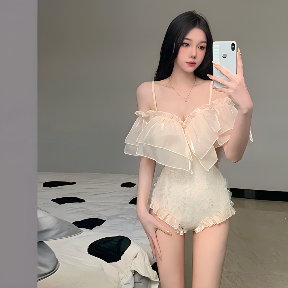 Swimsuit Women's Summer High-end 2024 New Sexy one-piece Sling Small Chest Steel Belly Covering Slimming Hot Spring Swimsuit