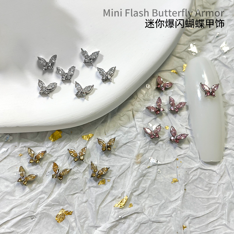 Mini Fingertip Butterfly Nail Art Jewelry Horse Eye Diamond Flash Alloy Crystal Three-dimensional Butterfly Nail Decoration