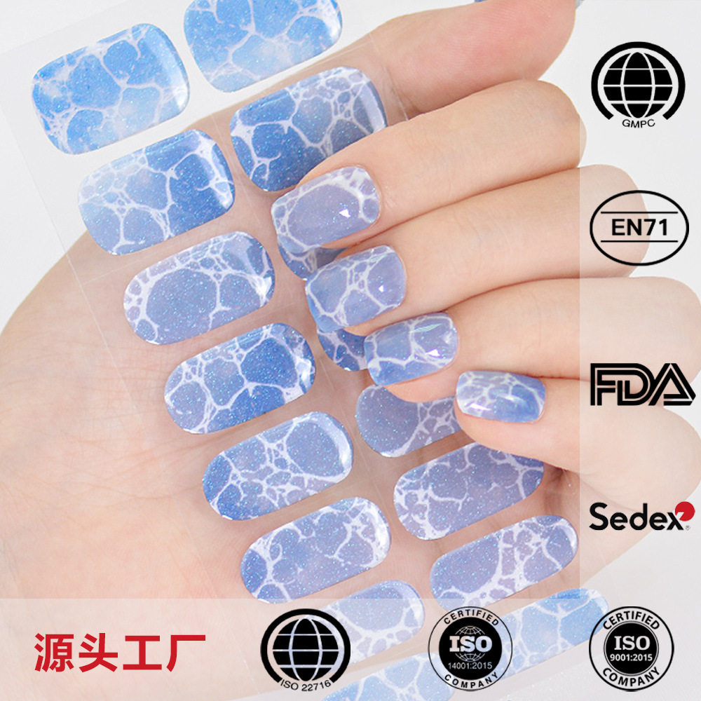 New cross-border ocean cute little flower semi-cured gel nail stickers UV phototherapy nail nail nail nail stickers