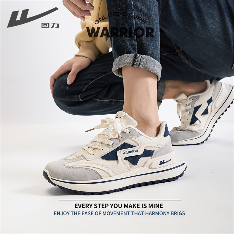 Warrior's New Low-Top Leather Sneakers, Fashionable and Versatile Couple Shoes, Warm and Comfortable, High-Value Casual Shoes