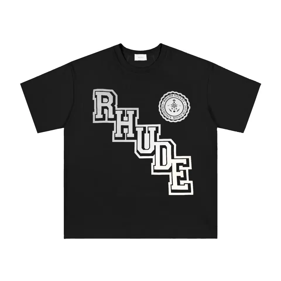Rh Cross-Border High-Quality American Trendy Brand Sunset Coconut Street Casual Loose T-Shirts for Men and Women with the Same Style Short Sleeves